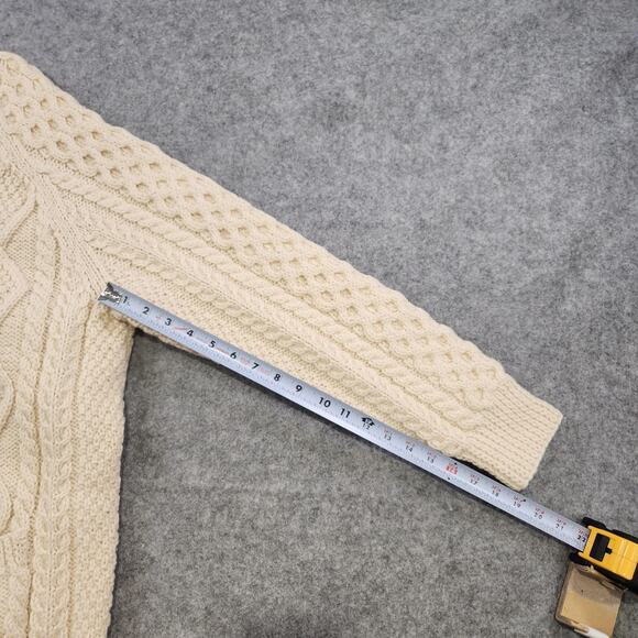 John Molloy Sweater Mens Large? XL? Wool Aran Cable Knit Fisherman Cardigan - Picture 8 of 12